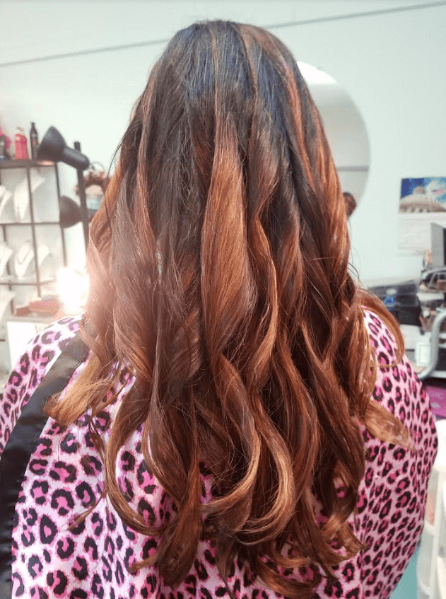 Copper highlights with beachy waves!

