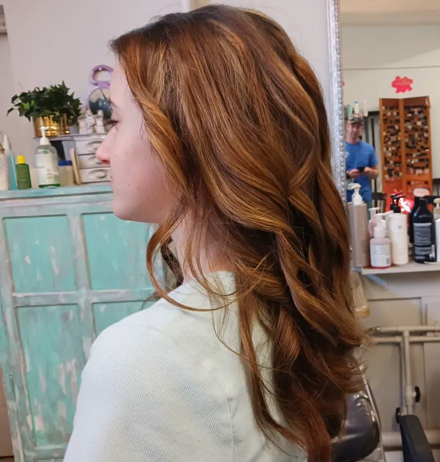 Highlights marbled with natural color styled into beachy waves