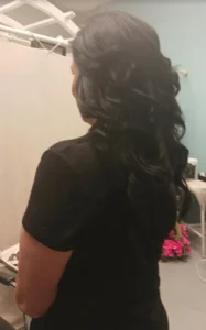 Long curls added for wedding prep